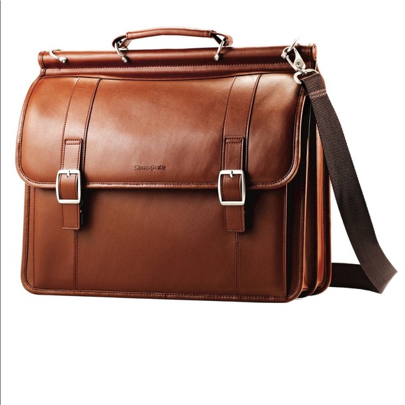 samsonite leather flap over business bag